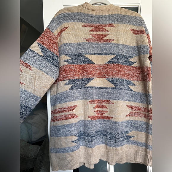 EUC Lucky Brand Neutral Aztec Detail cardigan sweater. L. - Picture 2 of 6